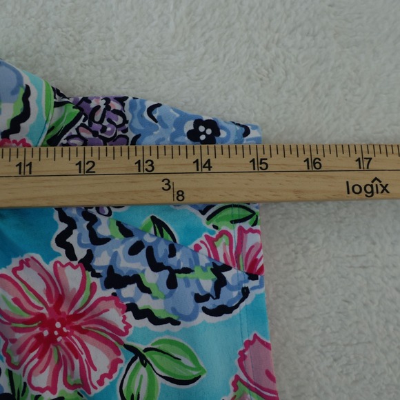 IBKUL Larisa Dress Size Large Turquoise Floral Drawstring Sleeveless Golf Tennis - Picture 8 of 11